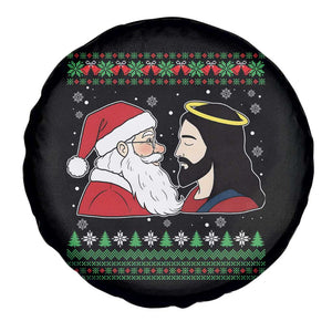 Funny Christmas Santa and Jesus Spare Tire Cover Most Wonderful Time Christian Holiday Gag Gift TS02 Print Your Wear