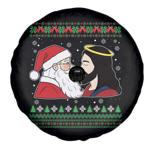 Funny Christmas Santa and Jesus Spare Tire Cover Most Wonderful Time Christian Holiday Gag Gift TS02 Print Your Wear