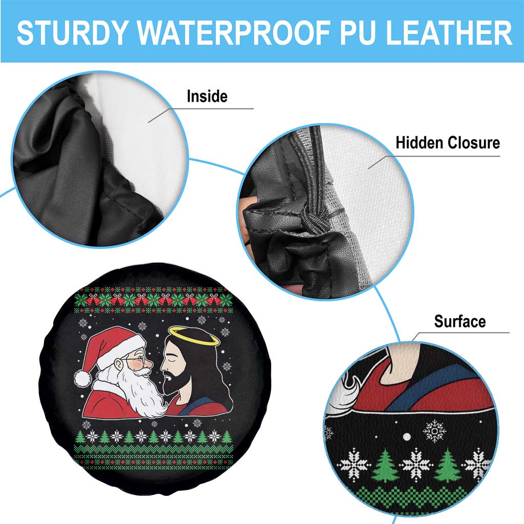 Funny Christmas Santa and Jesus Spare Tire Cover Most Wonderful Time Christian Holiday Gag Gift TS02 Print Your Wear