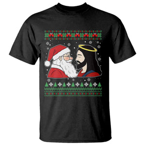 Funny Christmas Santa and Jesus T Shirt Most Wonderful Time Christian Holiday Gag Gift TS02 Black Print Your Wear