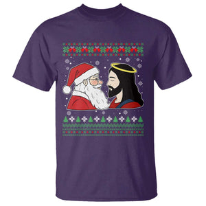 Funny Christmas Santa and Jesus T Shirt Most Wonderful Time Christian Holiday Gag Gift TS02 Purple Print Your Wear