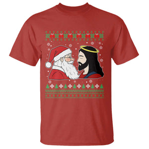 Funny Christmas Santa and Jesus T Shirt Most Wonderful Time Christian Holiday Gag Gift TS02 Red Print Your Wear