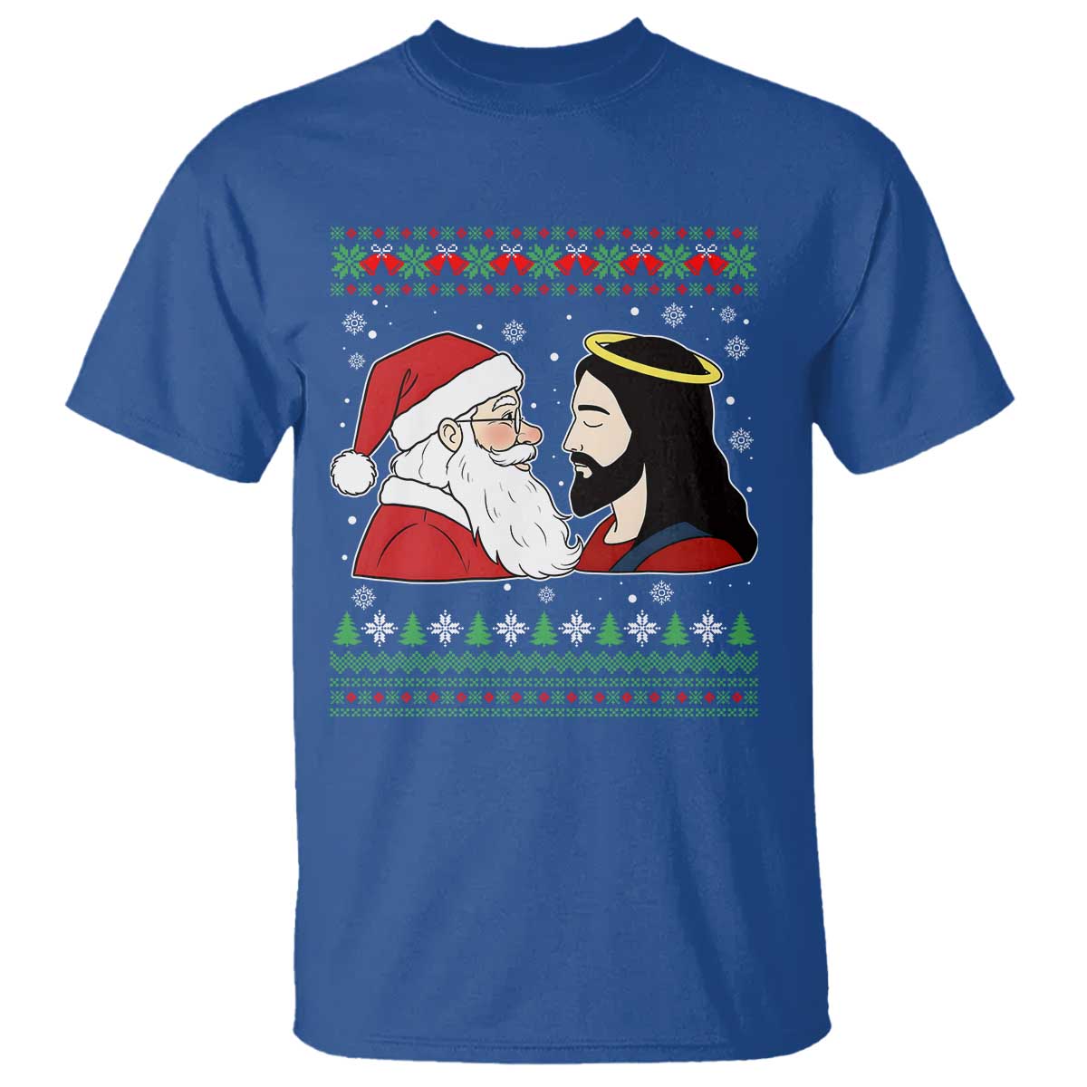 Funny Christmas Santa and Jesus T Shirt Most Wonderful Time Christian Holiday Gag Gift TS02 Royal Blue Print Your Wear