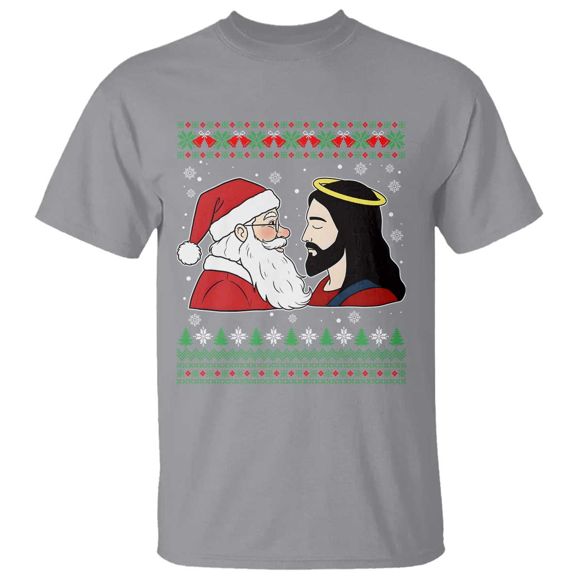 Funny Christmas Santa and Jesus T Shirt Most Wonderful Time Christian Holiday Gag Gift TS02 Sport Gray Print Your Wear