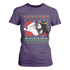Funny Christmas Santa and Jesus T Shirt For Women Most Wonderful Time Christian Holiday Gag Gift TS02 Purple Print Your Wear