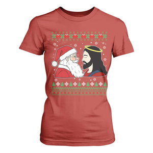 Funny Christmas Santa and Jesus T Shirt For Women Most Wonderful Time Christian Holiday Gag Gift TS02 Red Print Your Wear
