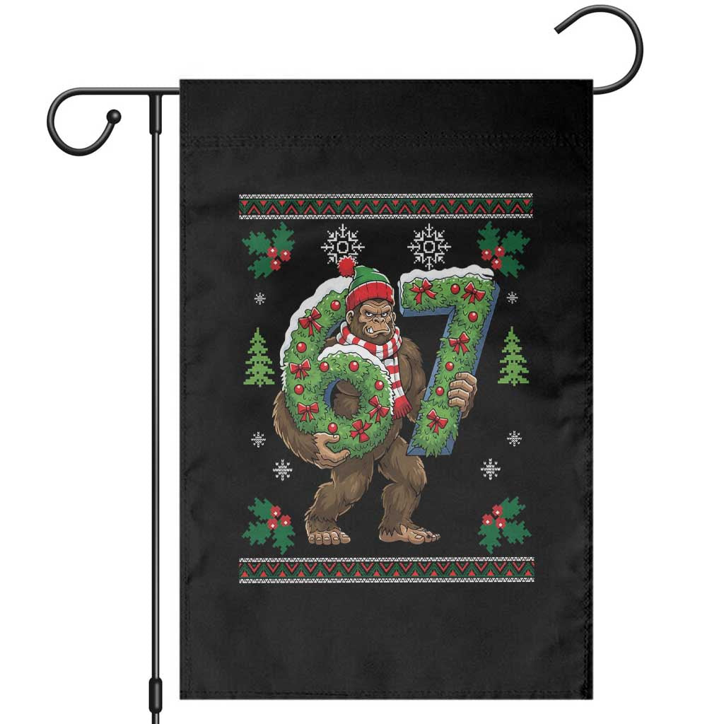 67 Meme Christmas Bigfoot Garden Flag Funny Six Seven Wreath Sasquatch Holiday Gag Gift TS02 Black Print Your Wear