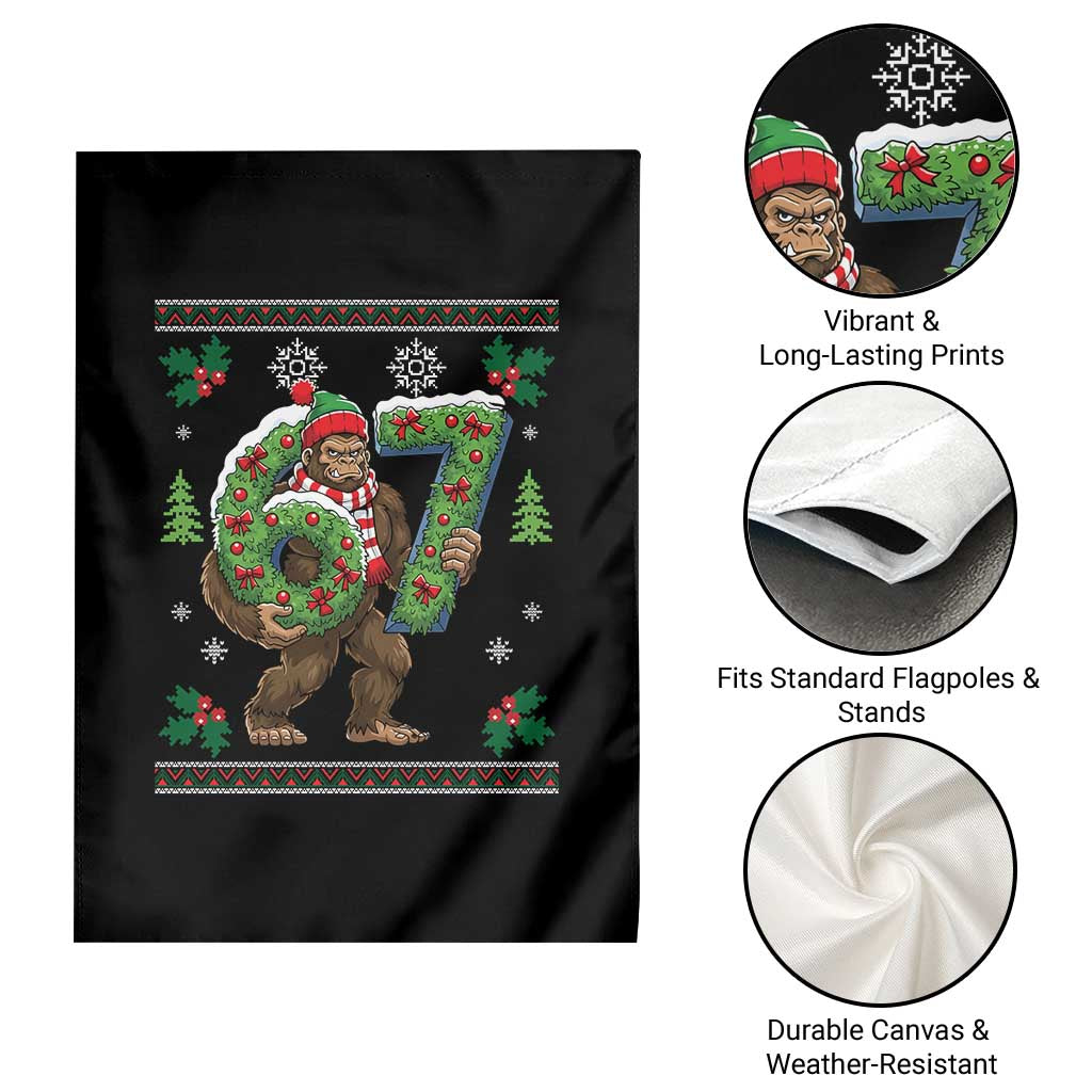 67 Meme Christmas Bigfoot Garden Flag Funny Six Seven Wreath Sasquatch Holiday Gag Gift TS02 Print Your Wear