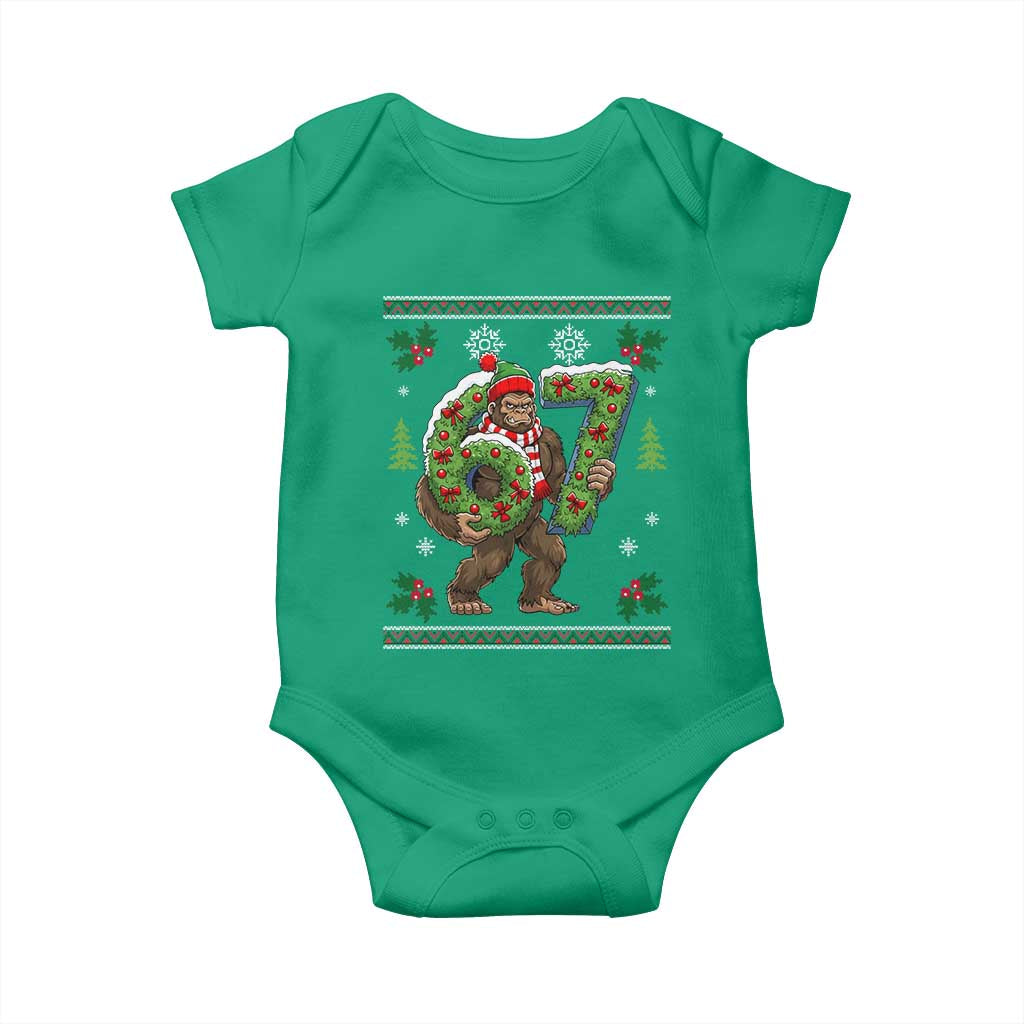 67 Meme Christmas Bigfoot Baby Onesie Funny Six Seven Wreath Sasquatch Holiday Gag Gift TS02 Irish Green Print Your Wear