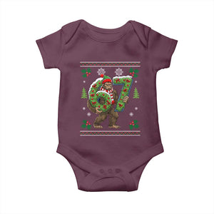 67 Meme Christmas Bigfoot Baby Onesie Funny Six Seven Wreath Sasquatch Holiday Gag Gift TS02 Maroon Print Your Wear