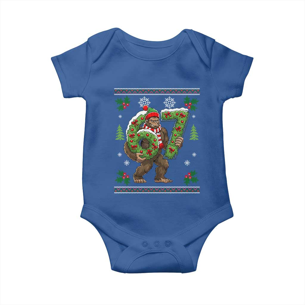 67 Meme Christmas Bigfoot Baby Onesie Funny Six Seven Wreath Sasquatch Holiday Gag Gift TS02 Royal Blue Print Your Wear