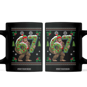 67 Meme Christmas Bigfoot Coffee Mug Funny Six Seven Wreath Sasquatch Holiday Gag Gift TS02 Black Print Your Wear