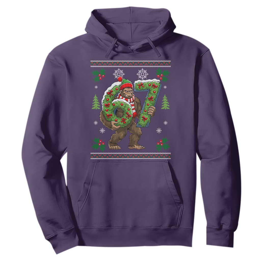 67 Meme Christmas Bigfoot Hoodie Funny Six Seven Wreath Sasquatch Holiday Gag Gift TS02 Purple Print Your Wear