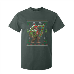 67 Meme Christmas Bigfoot T Shirt For Kid Funny Six Seven Wreath Sasquatch Holiday Gag Gift TS02 Dark Forest Green Print Your Wear