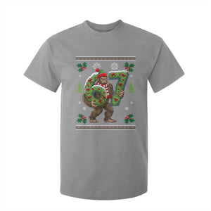 67 Meme Christmas Bigfoot T Shirt For Kid Funny Six Seven Wreath Sasquatch Holiday Gag Gift TS02 Sport Gray Print Your Wear