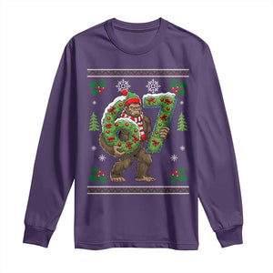 67 Meme Christmas Bigfoot Long Sleeve Shirt Funny Six Seven Wreath Sasquatch Holiday Gag Gift TS02 Purple Print Your Wear