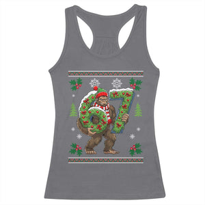 67 Meme Christmas Bigfoot Racerback Tank Top Funny Six Seven Wreath Sasquatch Holiday Gag Gift TS02 Charcoal Print Your Wear