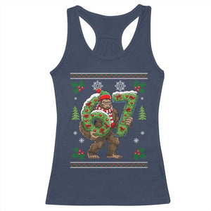 67 Meme Christmas Bigfoot Racerback Tank Top Funny Six Seven Wreath Sasquatch Holiday Gag Gift TS02 Navy Print Your Wear