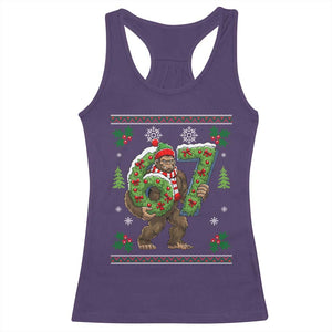 67 Meme Christmas Bigfoot Racerback Tank Top Funny Six Seven Wreath Sasquatch Holiday Gag Gift TS02 Purple Print Your Wear