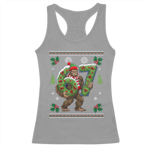 67 Meme Christmas Bigfoot Racerback Tank Top Funny Six Seven Wreath Sasquatch Holiday Gag Gift TS02 Sport Gray Print Your Wear