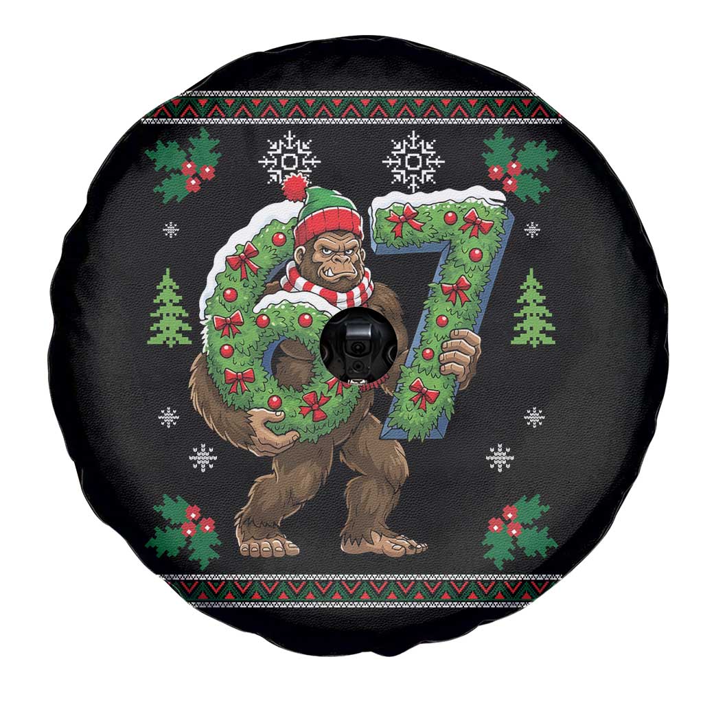 67 Meme Christmas Bigfoot Spare Tire Cover Funny Six Seven Wreath Sasquatch Holiday Gag Gift TS02 Print Your Wear