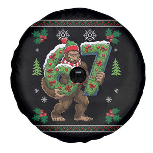 67 Meme Christmas Bigfoot Spare Tire Cover Funny Six Seven Wreath Sasquatch Holiday Gag Gift TS02 Print Your Wear