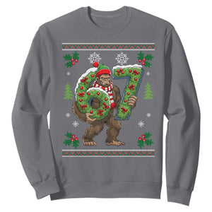 67 Meme Christmas Bigfoot Sweatshirt Funny Six Seven Wreath Sasquatch Holiday Gag Gift TS02 Charcoal Print Your Wear