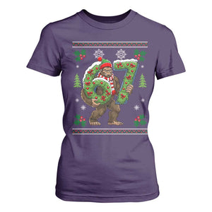 67 Meme Christmas Bigfoot T Shirt For Women Funny Six Seven Wreath Sasquatch Holiday Gag Gift TS02 Purple Print Your Wear