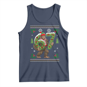 67 Meme Christmas Bigfoot Tank Top Funny Six Seven Wreath Sasquatch Holiday Gag Gift TS02 Navy Print Your Wear