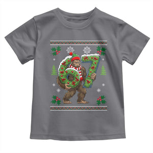 67 Meme Christmas Bigfoot Toddler T Shirt Funny Six Seven Wreath Sasquatch Holiday Gag Gift TS02 Charcoal Print Your Wear