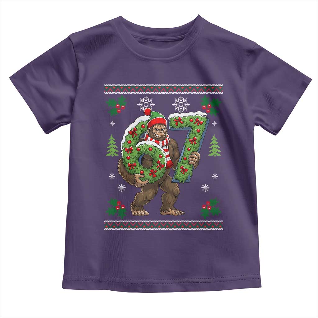 67 Meme Christmas Bigfoot Toddler T Shirt Funny Six Seven Wreath Sasquatch Holiday Gag Gift TS02 Purple Print Your Wear