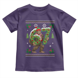 67 Meme Christmas Bigfoot Toddler T Shirt Funny Six Seven Wreath Sasquatch Holiday Gag Gift TS02 Purple Print Your Wear