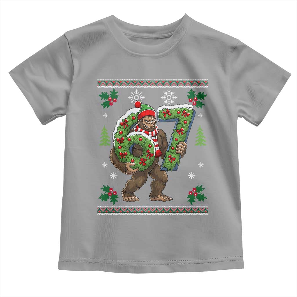 67 Meme Christmas Bigfoot Toddler T Shirt Funny Six Seven Wreath Sasquatch Holiday Gag Gift TS02 Sport Gray Print Your Wear