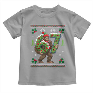 67 Meme Christmas Bigfoot Toddler T Shirt Funny Six Seven Wreath Sasquatch Holiday Gag Gift TS02 Sport Gray Print Your Wear