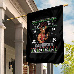 Funny Christmas Workout Gaindeer Garden Flag Muscular Reindeer Holiday Gym Humor Wordplay TS02 Print Your Wear