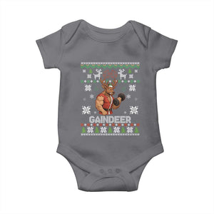 Funny Christmas Workout Gaindeer Baby Onesie Muscular Reindeer Holiday Gym Humor Wordplay TS02 Charcoal Print Your Wear