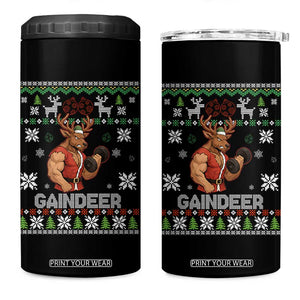 Funny Christmas Workout Gaindeer 4 in 1 Can Cooler Tumbler Muscular Reindeer Holiday Gym Humor Wordplay TS02 One Size: 16 oz Black Print Your Wear