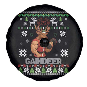 Funny Christmas Workout Gaindeer Spare Tire Cover Muscular Reindeer Holiday Gym Humor Wordplay TS02 Print Your Wear