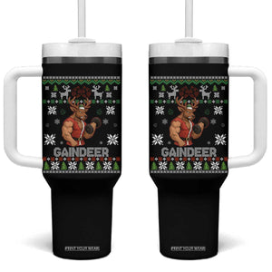 Funny Christmas Workout Gaindeer Tumbler With Handle Muscular Reindeer Holiday Gym Humor Wordplay TS02 One Size: 40 oz Black Print Your Wear