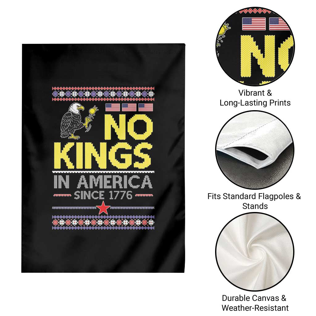 Funny Patriotic Christmas No Kings in America Garden Flag Since 1776 Bald Eagle Ugly Sweater TS02 Print Your Wear