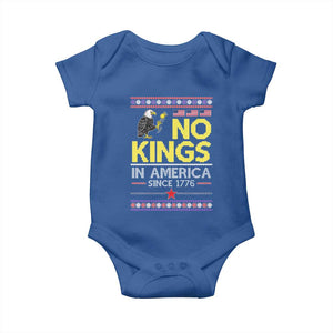 Funny Patriotic Christmas No Kings in America Baby Onesie Since 1776 Bald Eagle Ugly Sweater TS02 Royal Blue Print Your Wear
