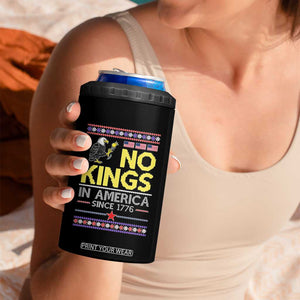 Funny Patriotic Christmas No Kings in America 4 in 1 Can Cooler Tumbler Since 1776 Bald Eagle Ugly Sweater TS02 Print Your Wear