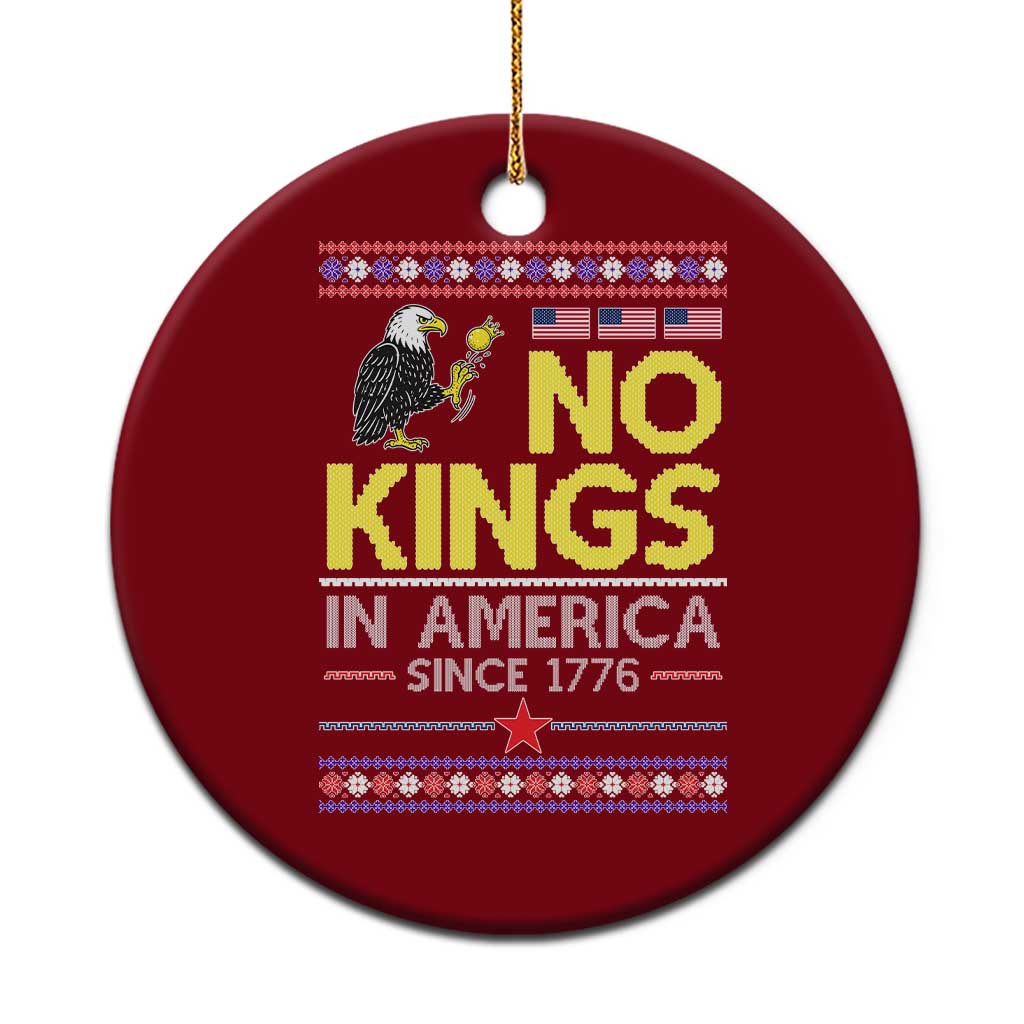 Funny Patriotic Christmas No Kings in America Ceramic Ornament Since 1776 Bald Eagle Ugly Sweater TS02 1pc Red Print Your Wear