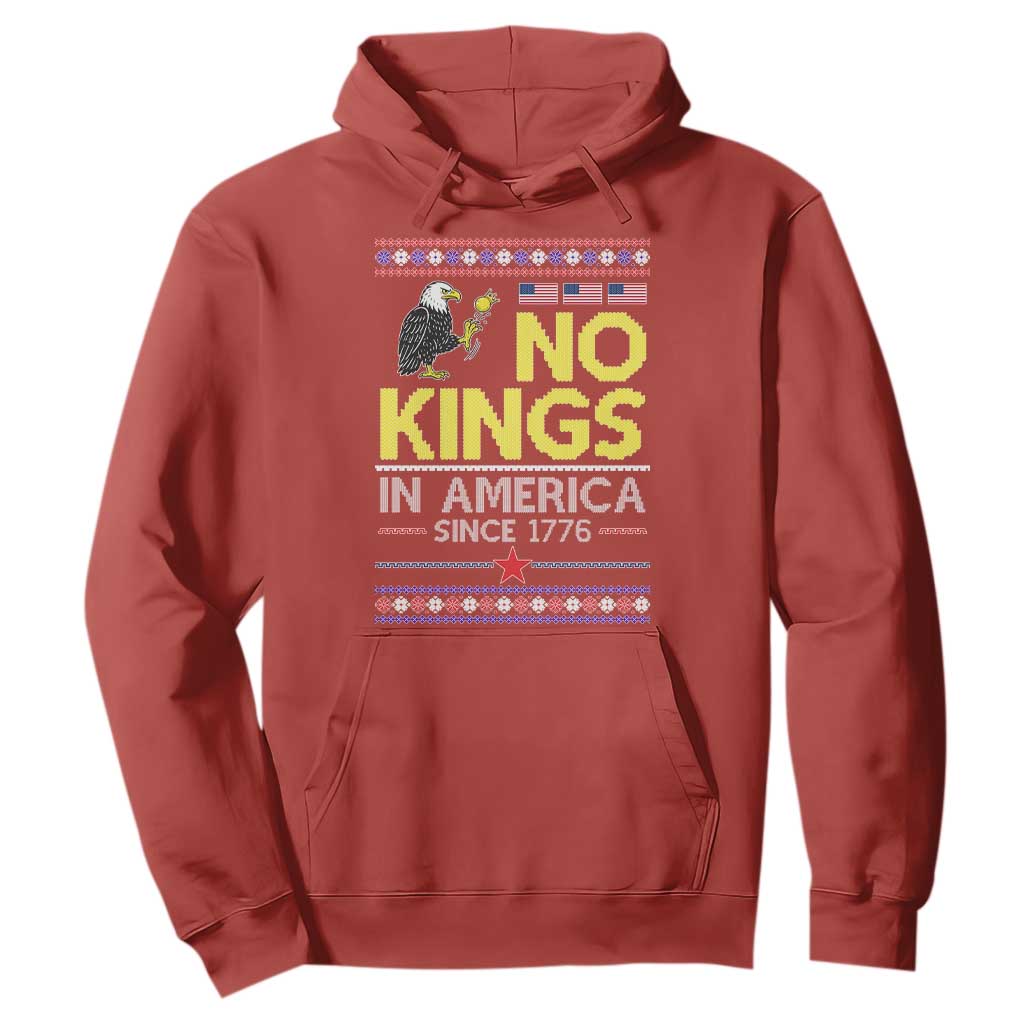 Funny Patriotic Christmas No Kings in America Hoodie Since 1776 Bald Eagle Ugly Sweater TS02 Red Print Your Wear
