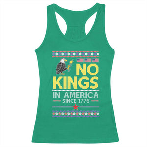 Funny Patriotic Christmas No Kings in America Racerback Tank Top Since 1776 Bald Eagle Ugly Sweater TS02 Irish Green Print Your Wear