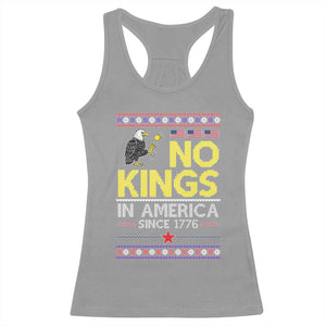 Funny Patriotic Christmas No Kings in America Racerback Tank Top Since 1776 Bald Eagle Ugly Sweater TS02 Sport Gray Print Your Wear