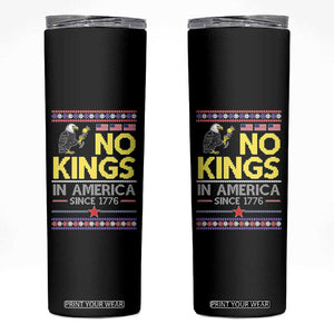 Funny Patriotic Christmas No Kings in America Skinny Tumbler Since 1776 Bald Eagle Ugly Sweater TS02 Black Print Your Wear