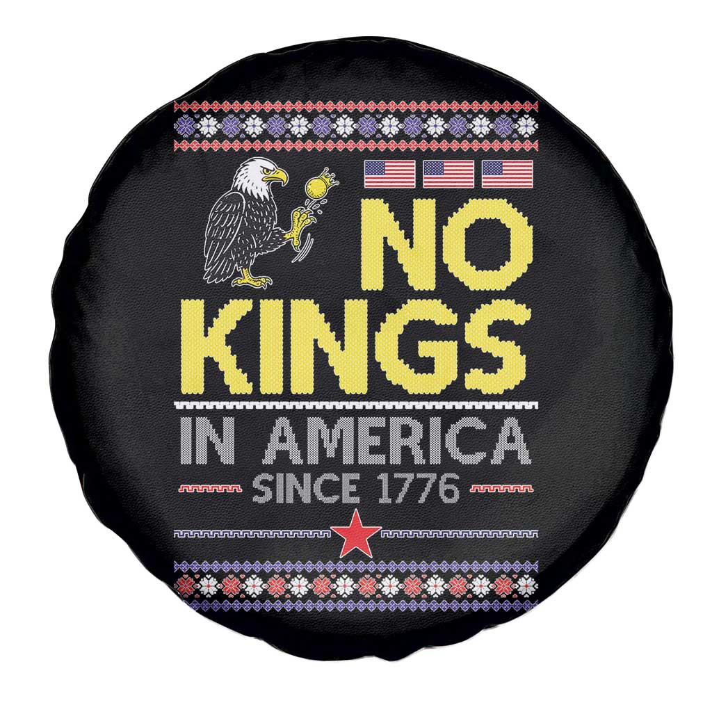 Funny Patriotic Christmas No Kings in America Spare Tire Cover Since 1776 Bald Eagle Ugly Sweater TS02 Print Your Wear