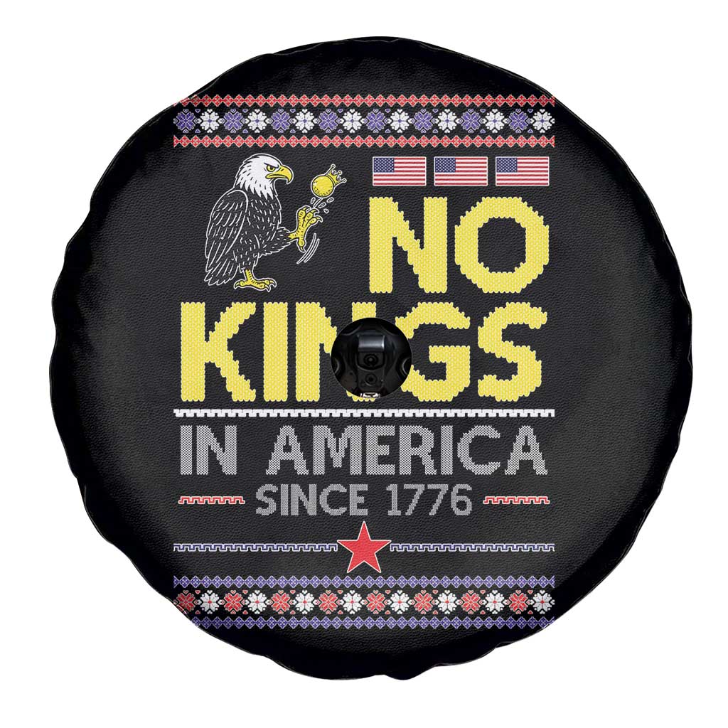 Funny Patriotic Christmas No Kings in America Spare Tire Cover Since 1776 Bald Eagle Ugly Sweater TS02 Print Your Wear