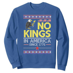 Funny Patriotic Christmas No Kings in America Sweatshirt Since 1776 Bald Eagle Ugly Sweater TS02 Royal Blue Print Your Wear